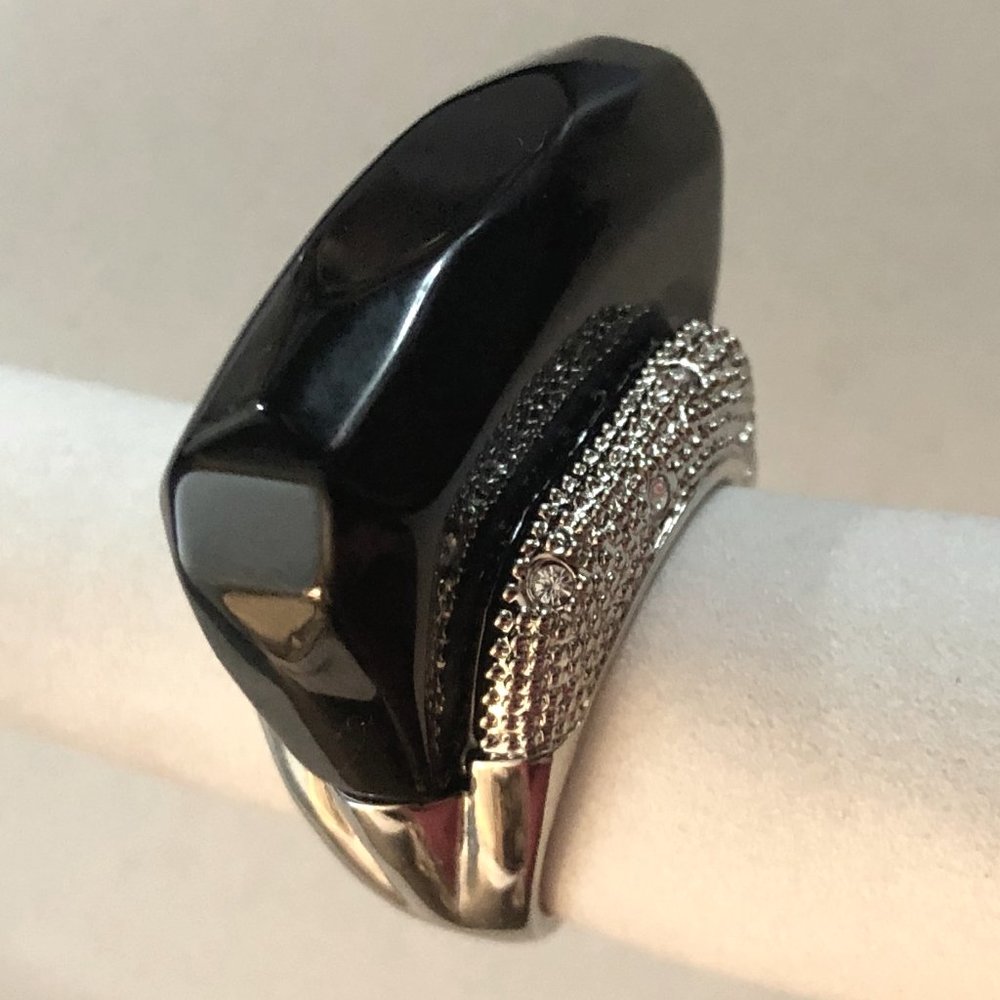 Silver Black Statement Ring Huge Rock Designer Camille Lucie France